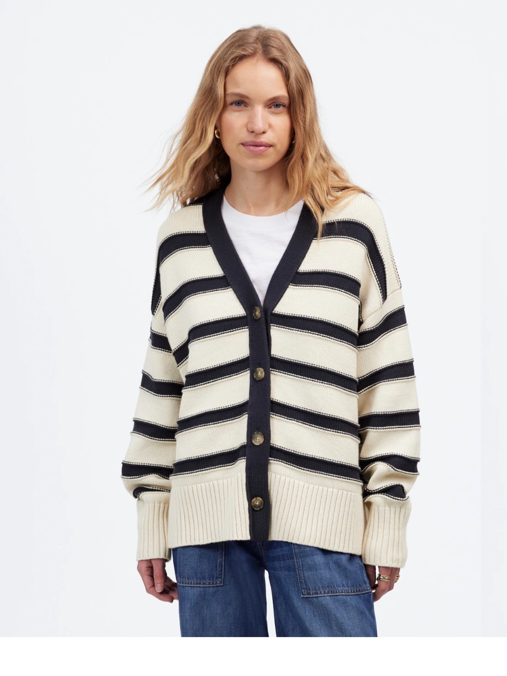 Madewell Oversized Cotton Cardigan in Stripe